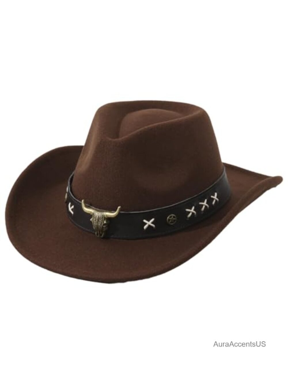 Unisex Wide Brim Western Cowboy Hat Adjustable Chin Strap Felt